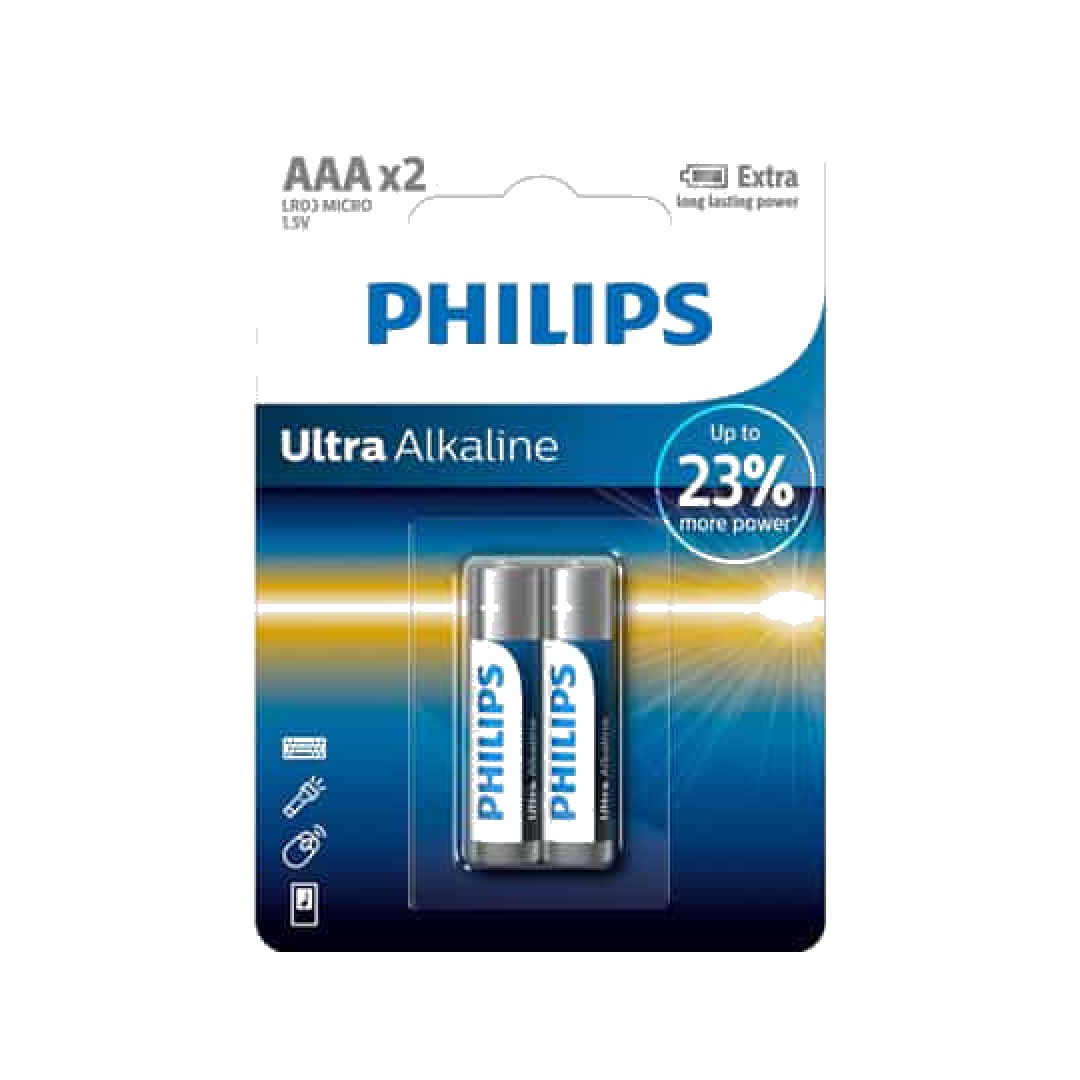 550493.jpg Philips батерии Ultra Алкални AAA – 2 ком. – 550493 - Image 1